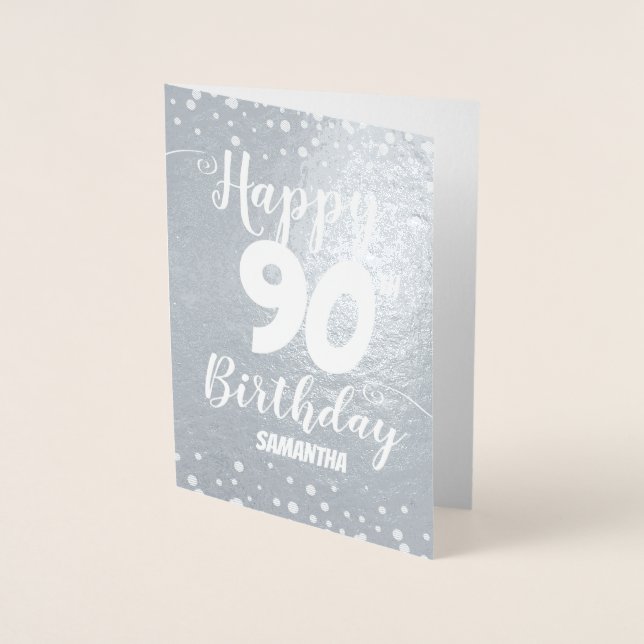 90th Happy Birthday Custom Foil Card (Front)