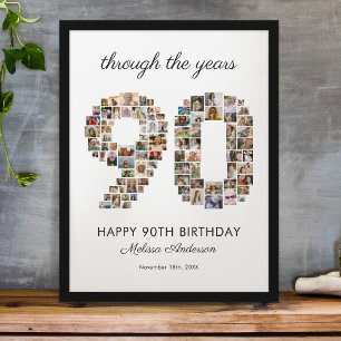 90th Happy Birthday Photo Collage Poster