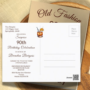 90th Ninetieth Old Fashion Male Birthday Postcard