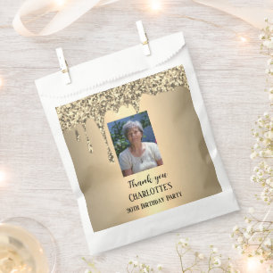 90th Ninety Elegant Birthday Party Gold Favour Bags