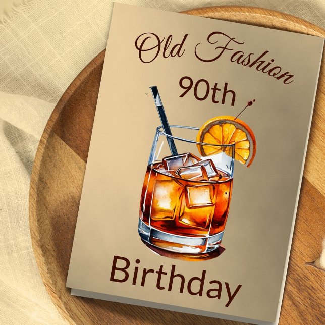 90th Old Fashion Cocktail Male Birthday Invitation (Creator Uploaded)