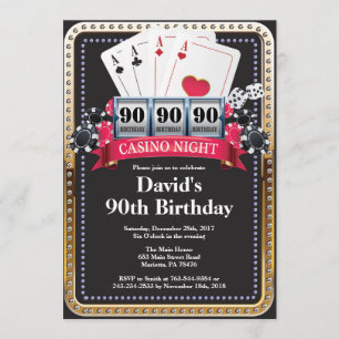 90th Poker Playing Card Casino Birthday invitation