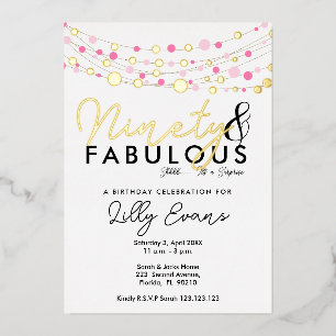 90th surprise birthday party invitation elegant 