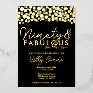 90th surprise birthday party invitation elegant