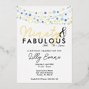 90th surprise birthday party invitation elegant