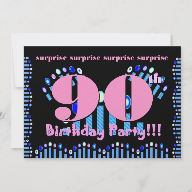 90th SURPRISE Birthday Party Invitation Template (Front)