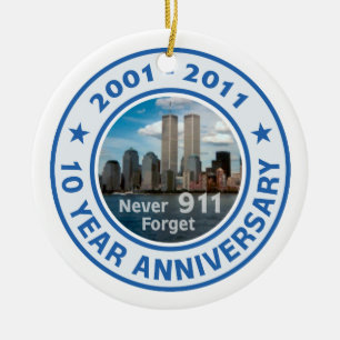 911 10 Year Anniversary Ceramic Tree Decoration