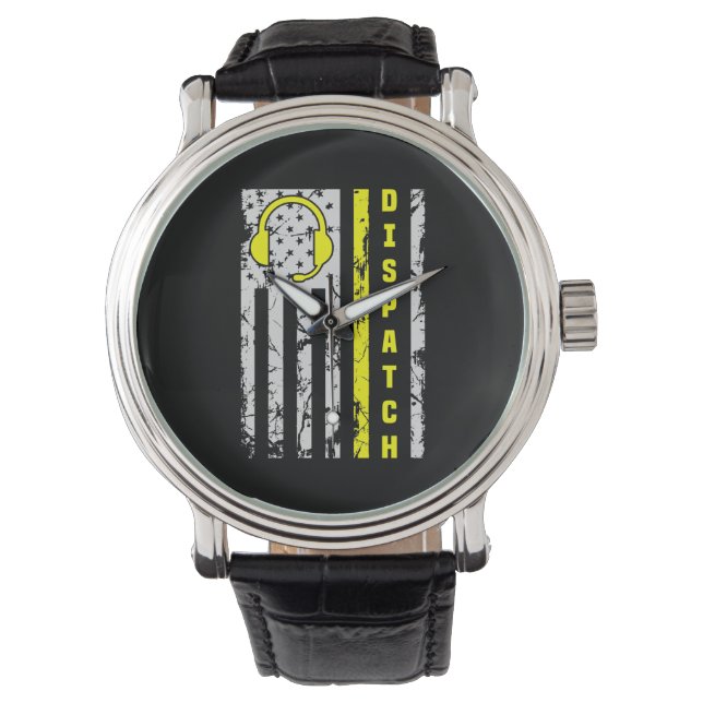 911 Dispatch Operator Thin Gold Line Dispatcher Watch (Front)