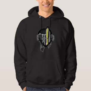911 Dispatcher American Flag Thin Gold Line Headse Hoodie