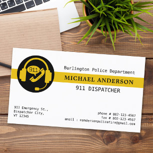911 Dispatcher Custom Logo Modern Thin Gold Line Business Card