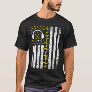 911 Dispatcher Flag Emergency Responder Police Dis T-Shirt