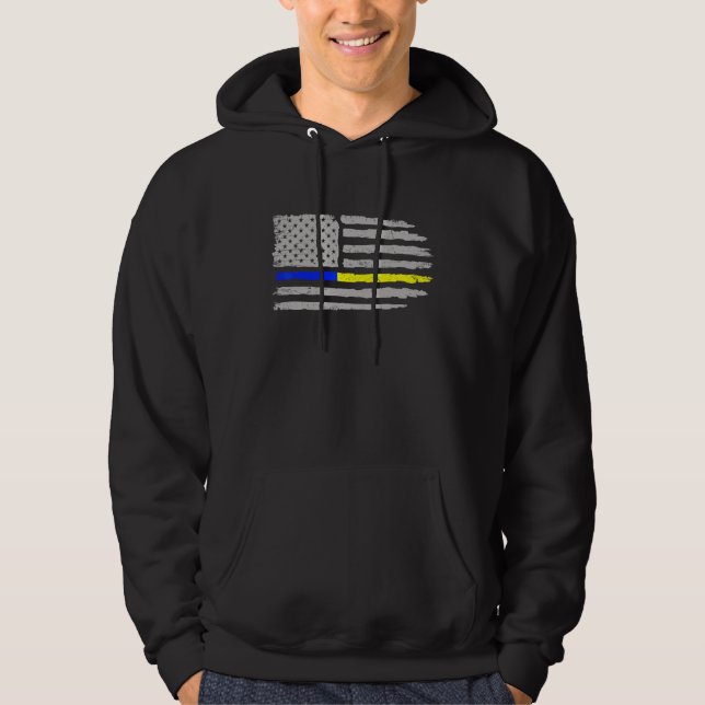 911 Dispatcher Flag First Responder  911 Operator Hoodie (Front)