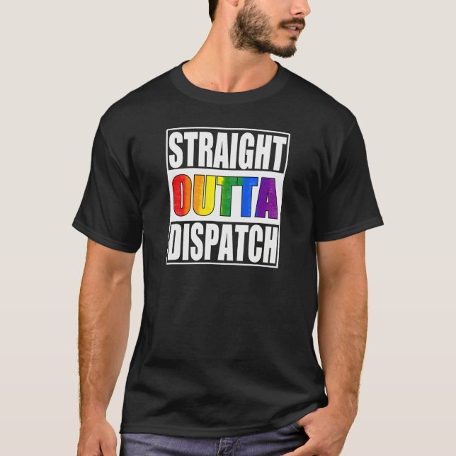 911 Dispatcher  Gay Pride LGBTQIA Thin Gold Line T-Shirt (Front)