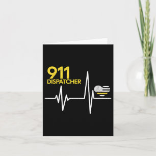 911 Dispatcher Heartbeat Police Thin Flag Patriot  Card