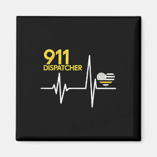 911 Dispatcher Heartbeat Police Thin Flag Patriot Magnet