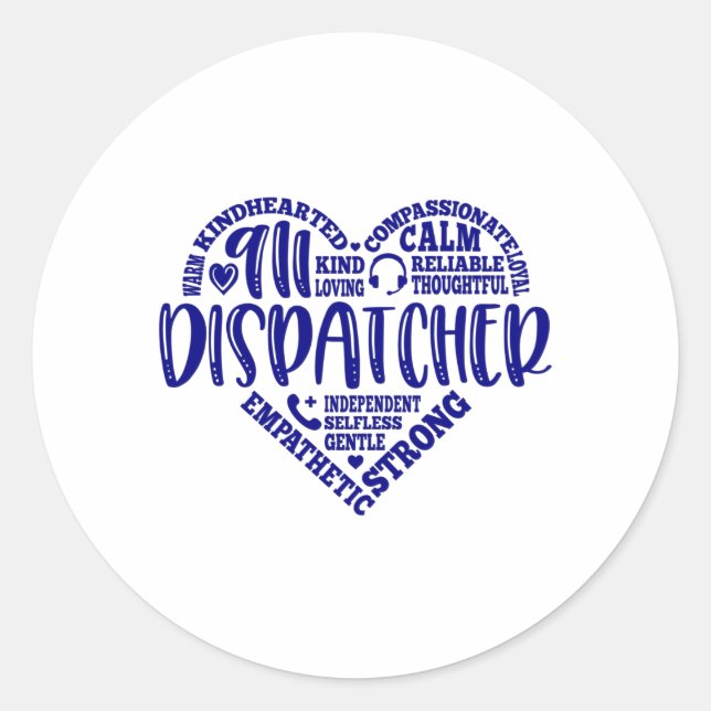 911 dispatcher, responder, police, thin blue line classic round sticker (Front)