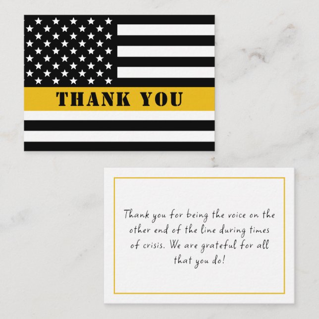 911 Dispatcher Thin Gold Line Flag Appreciation Card (Front/Back)