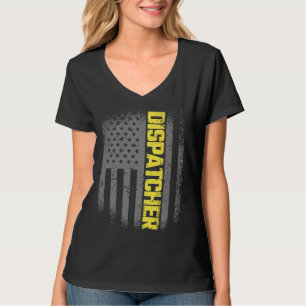 911 Dispatcher Thin Gold Line US Flag Emergency Di T-Shirt