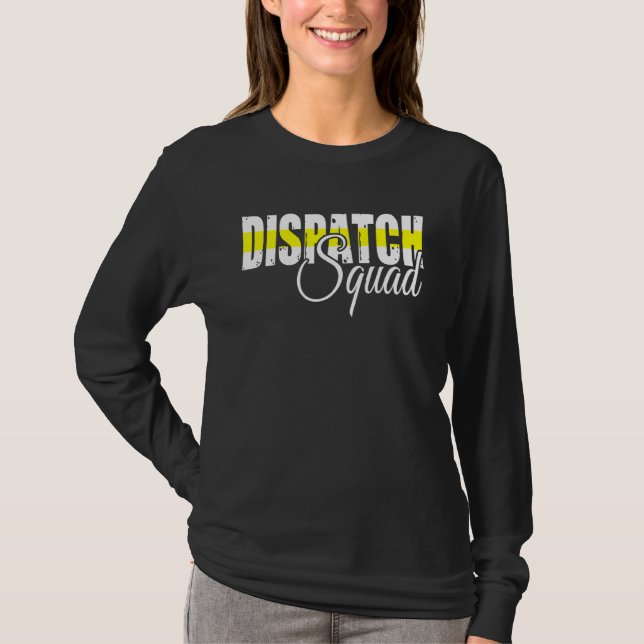 911 Dispatcher Usa Flag Thin Yellow Line Dispatch  T-Shirt (Front)