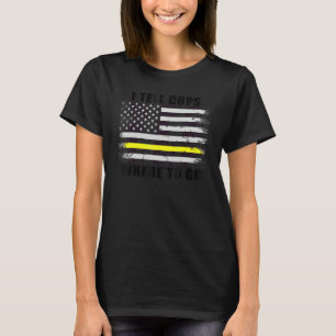 911 Dispatcher Usa Flag Thin Yellow Line I Tell Co T-Shirt