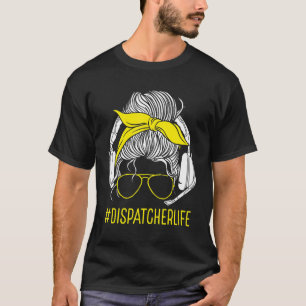 911 Dispatcher Women Girl Thin Gold Line Flag Oper T-Shirt