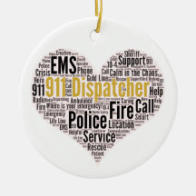 911 Dispatcher Word Cloud Ceramic Ornament