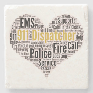 911 Dispatcher Word Cloud Stone Coaster