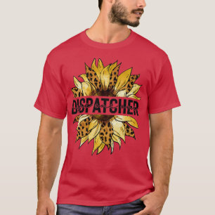 911 Dispatcher Yellow Sunflower Leopard Print Ems T-Shirt