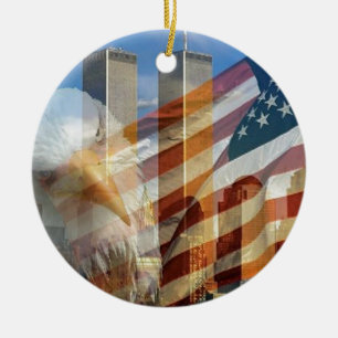 911 eagle flag towers ceramic tree decoration