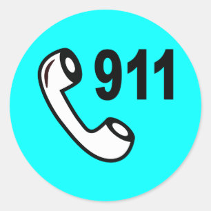 911 EMERGENCY PHONE NUMBER MEDICAL HELP SHOUTOUT CLASSIC ROUND STICKER