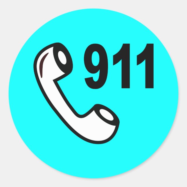 911 EMERGENCY PHONE NUMBER MEDICAL HELP SHOUTOUT CLASSIC ROUND STICKER (Front)