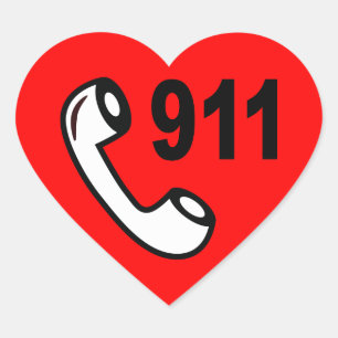 911 EMERGENCY PHONE NUMBER MEDICAL HELP SHOUTOUT HEART STICKER