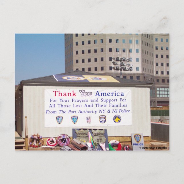 911 Ground Zero Thank You America Postcard (Front)