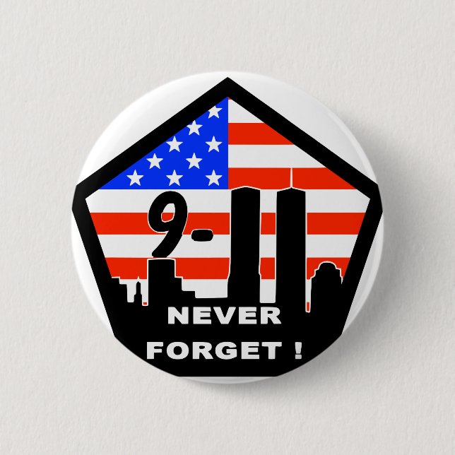 911 never forget 6 cm round badge (Front)