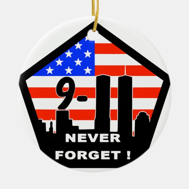 911 never forget ceramic tree decoration (Front)