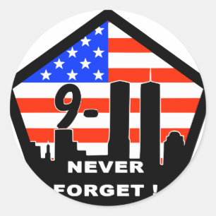 911 never forget classic round sticker