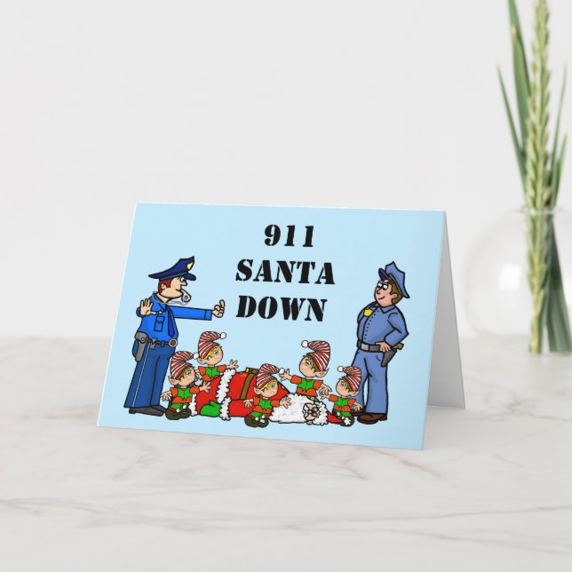 911 Santa Down Christmas Card (Front)