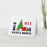911 Santa Down Christmas Card