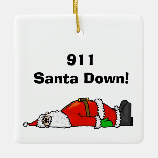 911 Santa Down Christmas Ornament (Front)
