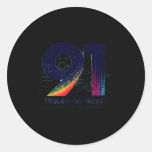 91 And Ready To Reset Birthday Gift For Seniors Classic Round Sticker
