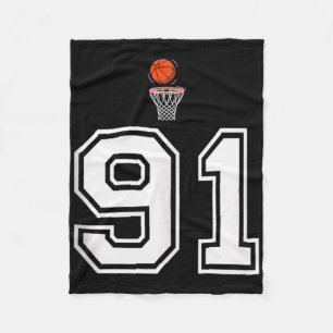 91 Number Basketball Style Vintage White Tank Top Fleece Blanket