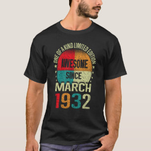 91 Year Awesome Since March 1932 Vintage 91st Birt T-Shirt