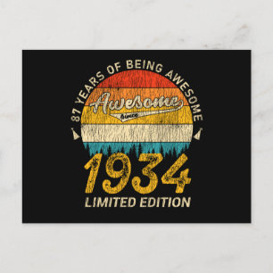 91 Year Old Bday 1934 Awesome 91st Birthday Gift Postcard