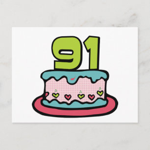 91 Year Old Birthday Cake Postcard