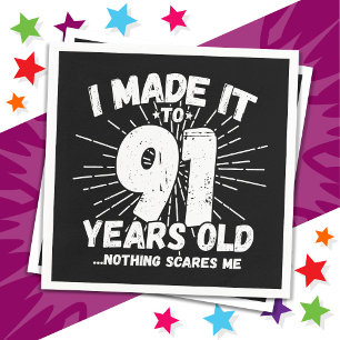 91 Year Old Sarcastic Meme Funny 91st Birthday Napkin