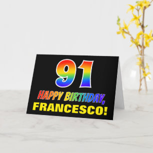 91st Birthday: Bold, Fun, Simple, Rainbow 91 Card