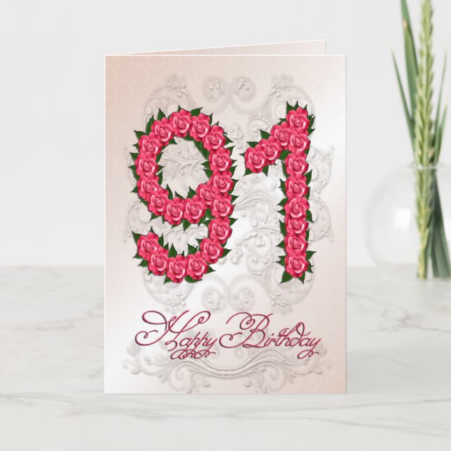 91st birthday card with roses and leaves (Front)