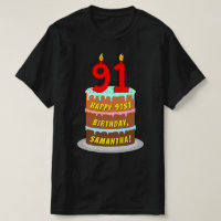 91st Birthday — Fun Cake & Candles, w/ Custom Name