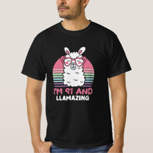 91st Birthday Llamazing Llama 91 Year Old Birthday T-Shirt