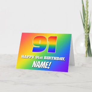 91st Birthday: Multicolored Rainbow Pattern # 91 Card